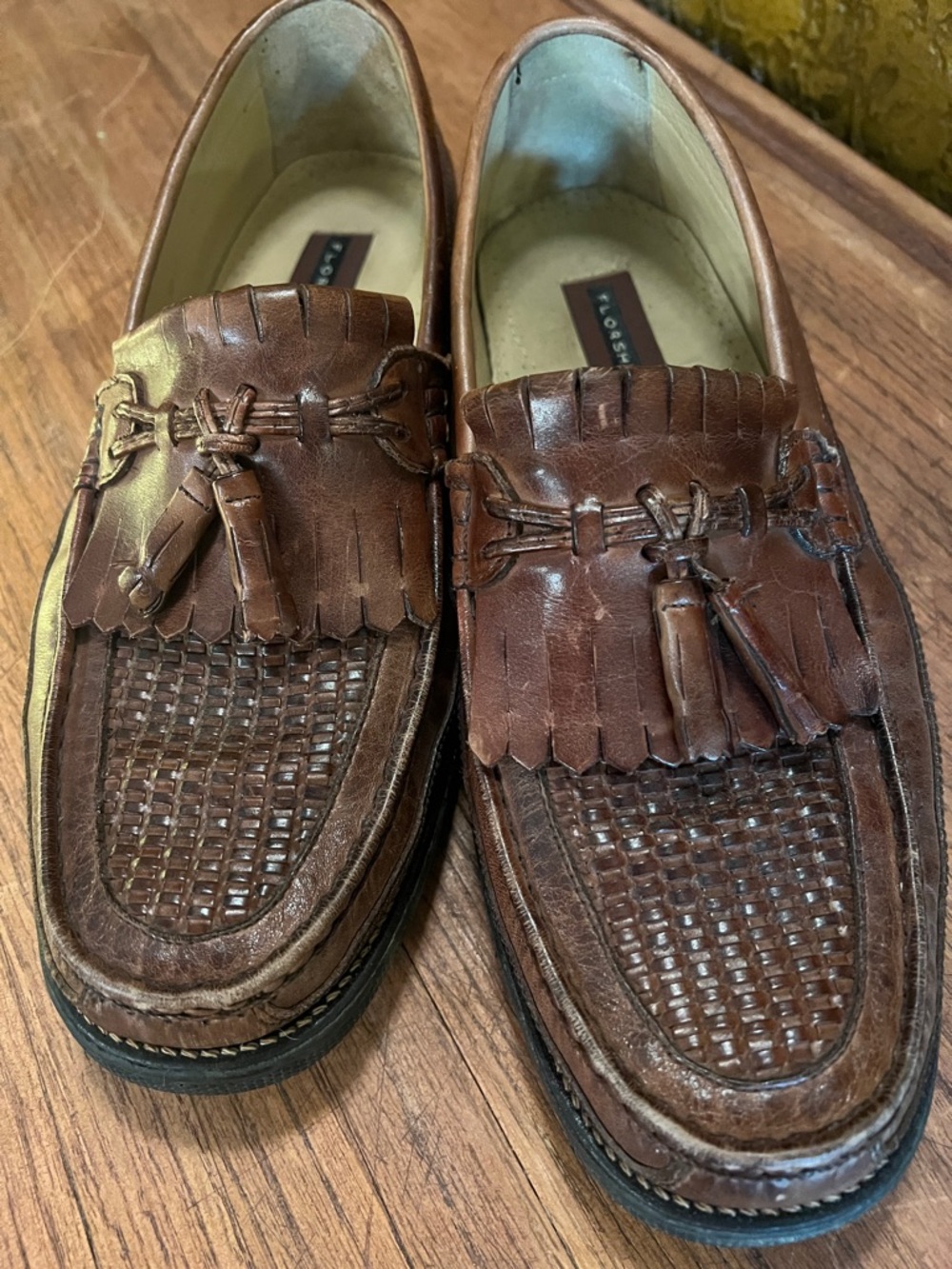 Florsheim Brown Leather Tassel Kiltie Loafers
